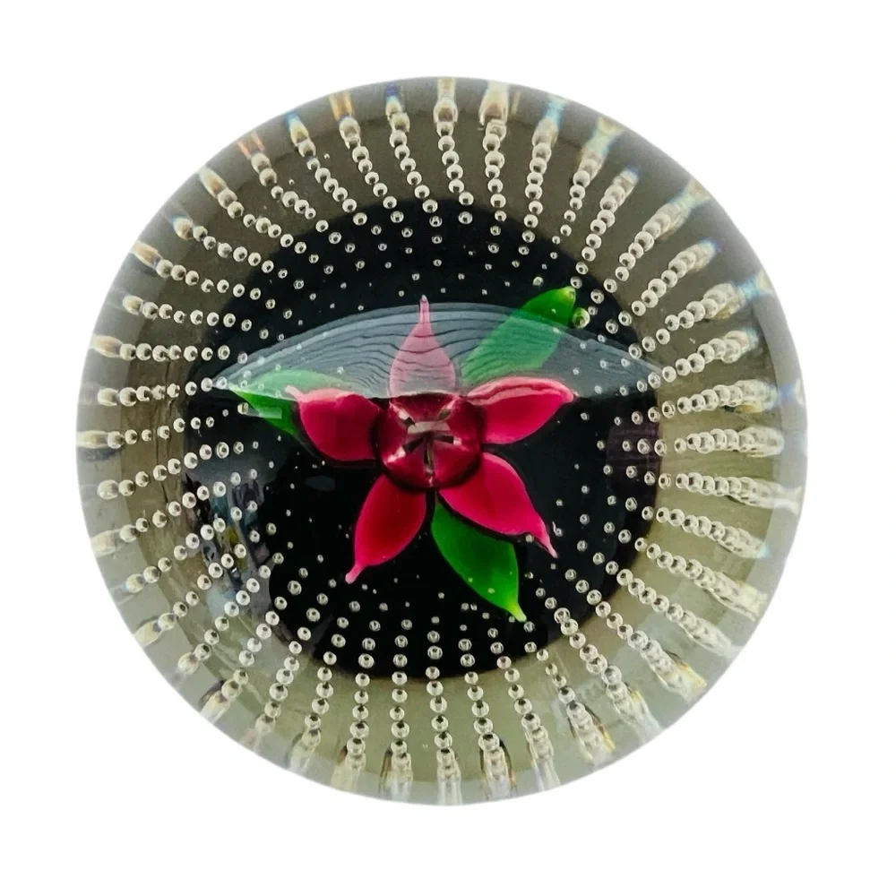 Caithness Glass Flower in the Rain Art Glass Paperweight